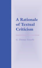 Cover of 'A Rationale of Textual Criticism' by G.Thomas Tanselle 