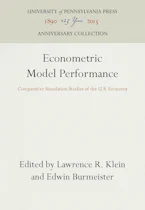 Cover of 'Econometric Model Performance' by Lawrence R. Klein and Edwin Burmeister 