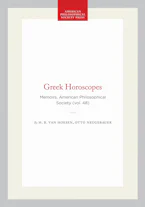 Cover of 'Greek Horoscopes' by H. B. Van Hoesen and Otto Neugebauer 