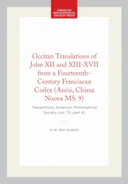 Cover of 'Occitan Translations of John XII and XIII-XVII from a Fourteenth-Century Franciscan Codex (Assisi, Chiesa Nuova MS. 9)' by M. Roy Harris 