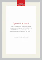 Cover of 'Specialist Control' by James E. McClellan III 