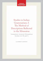 Cover of 'Studies in Indian Grammarians. I. the Method of Descriptions Reflected in the Silvasutras' by George Cardona 