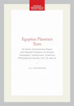 Cover of 'Egyptian Planetary Texts' by O. Neugebauer 