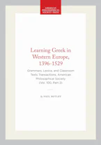 Cover of 'Learning Greek in Western Europe, 1396-1529' by Paul Botley 